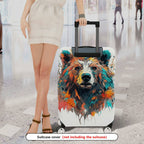 1-Piece Abstract Artistic Bear Nature Colorful Stylish  Suitcase Luggage Cover, Stretch Protective Sleeve