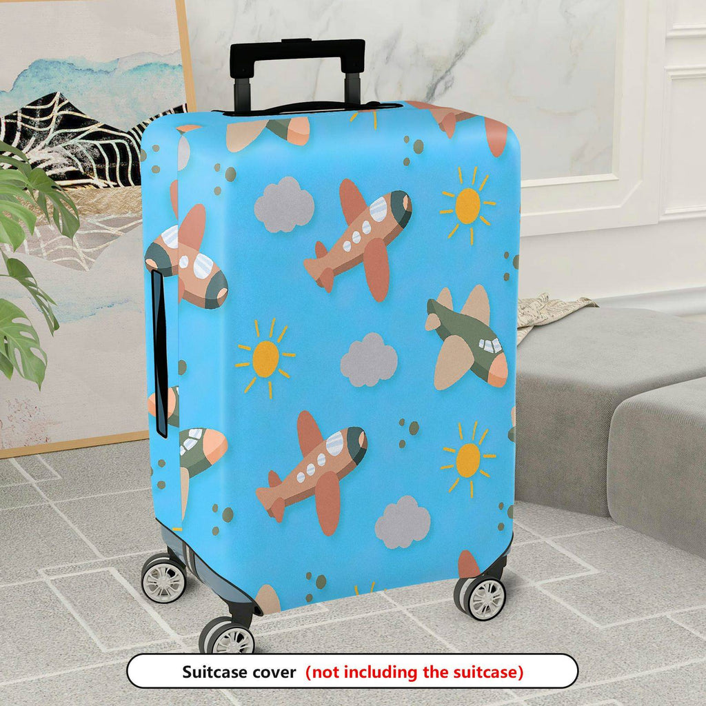 1-Piece Airplane Cloud Sun Blue Travel Adventure Luggage  Suitcase Luggage Cover, Stretch Protective Sleeve