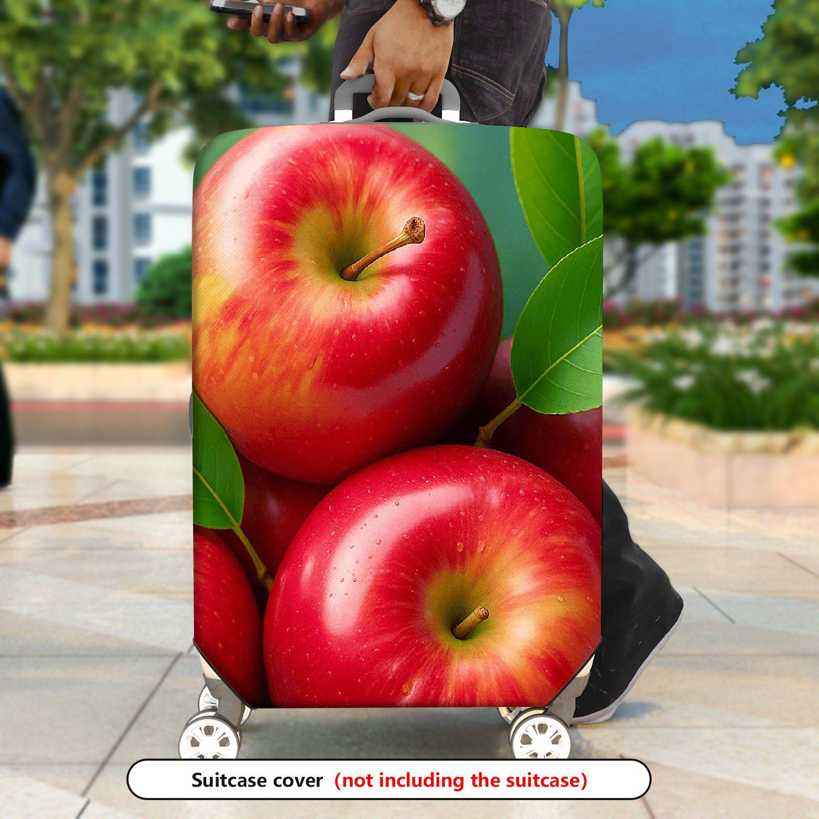 1-Piece Apple Leaf Fresh Nature Art Fruit Green  Suitcase Luggage Cover, Stretch Protective Sleeve