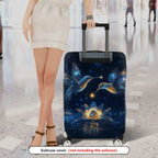 1-Piece Cosmic Hummingbird Starry Flower Universe Glitter  Suitcase Luggage Cover, Stretch Protective Sleeve