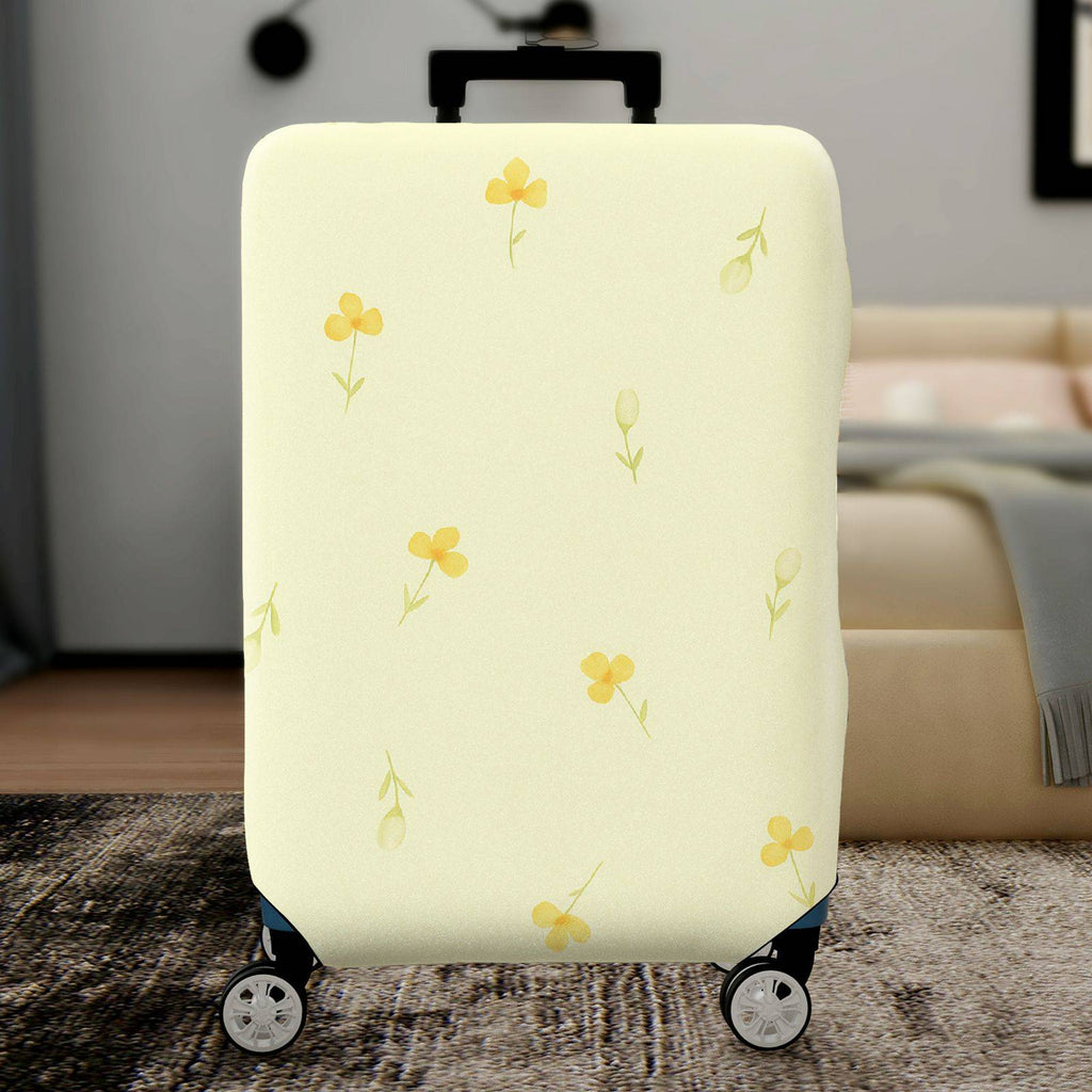 1-Piece Floral Botanical Watercolor Simple Yellow  Suitcase Luggage Cover, Stretch Protective Sleeve