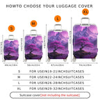 1-Piece Purple Mountain Aurora Landscape Sakura Tree Nature  Suitcase Luggage Cover, Stretch Protective Sleeve