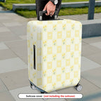 1-Piece Yellow Floral Checkered Bow Spring Pattern  Suitcase Luggage Cover, Stretch Protective Sleeve