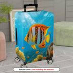 1-Piece Aquatic Fish Coral Ocean Scenic Vibrant  Suitcase Luggage Cover, Stretch Protective Sleeve