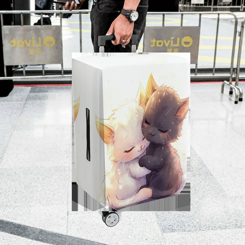 1-Piece Adorable Cat Love Hug Cuddling Cute Animal  Suitcase Luggage Cover, Stretch Protective Sleeve