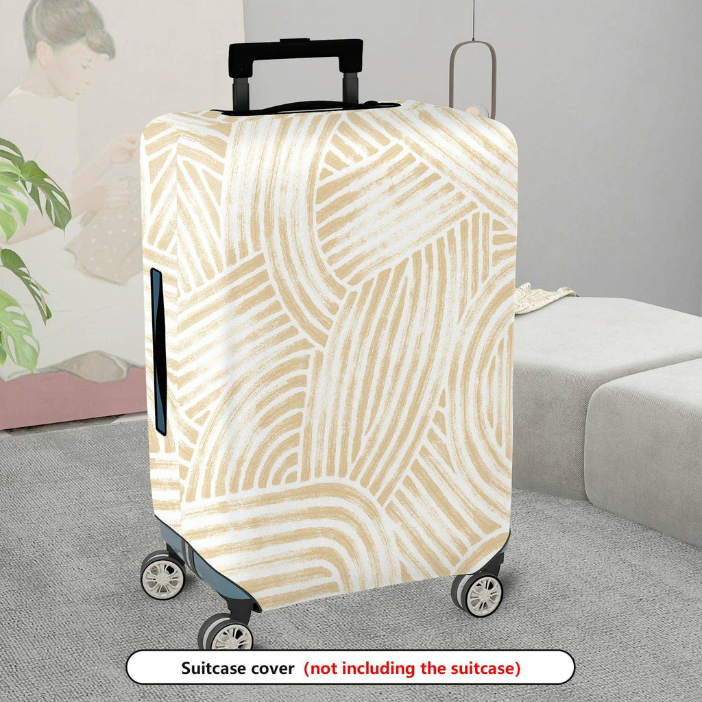 1-Piece Abstract Stripe Beige Pattern Simple Elegant Minimalist Stylish  Suitcase Luggage Cover, Stretch Protective Sleeve