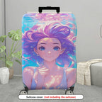 1-Piece Anime Art Colorful Abstract Fantasy Girl  Suitcase Luggage Cover, Stretch Protective Sleeve