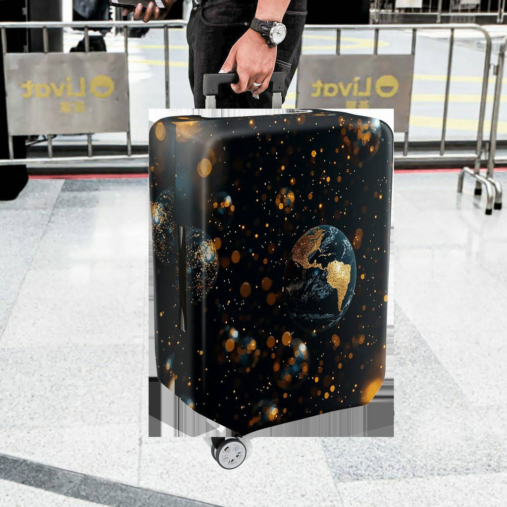 1-Piece Cosmic Glitter Earth Starry Space Universe  Suitcase Luggage Cover, Stretch Protective Sleeve
