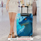 1-Piece Dragon Fantasy Blue Ocean Mythical Creature Artistic  Suitcase Luggage Cover, Stretch Protective Sleeve
