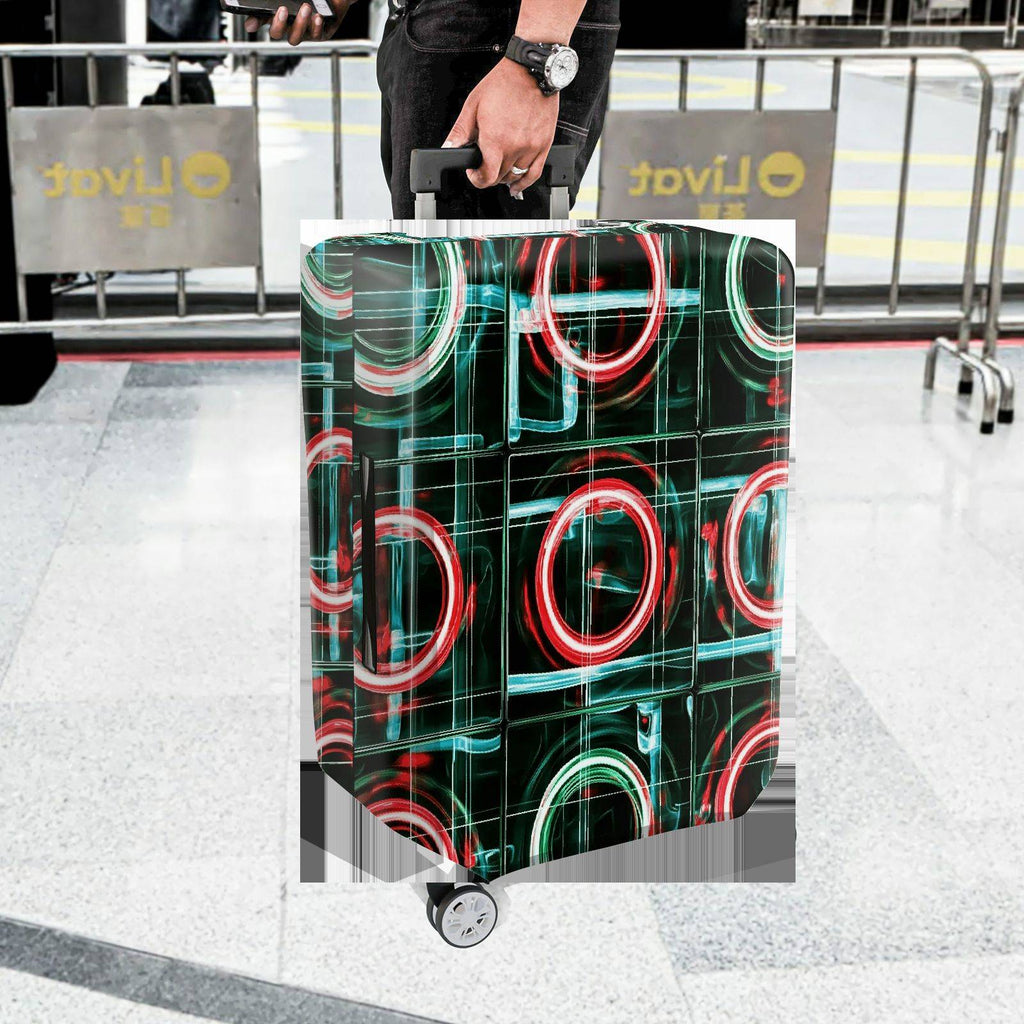 1-Piece Futuristic Geometric  Abstract Retro Modern  Suitcase Luggage Cover, Stretch Protective Sleeve