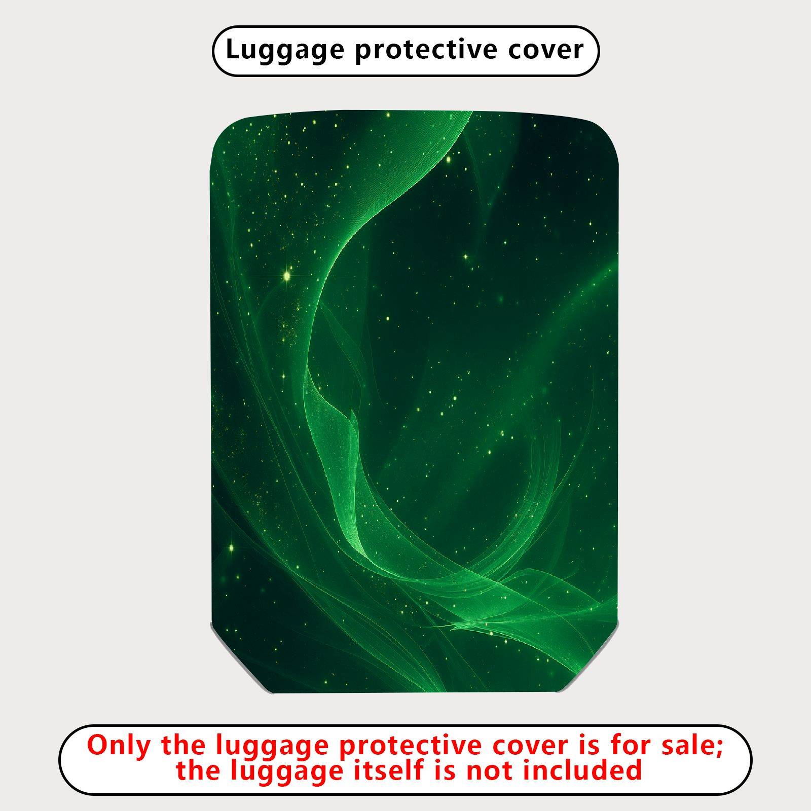 1-Piece Green Aurora Starry Night Cosmic Glow Universe  Suitcase Luggage Cover, Stretch Protective Sleeve