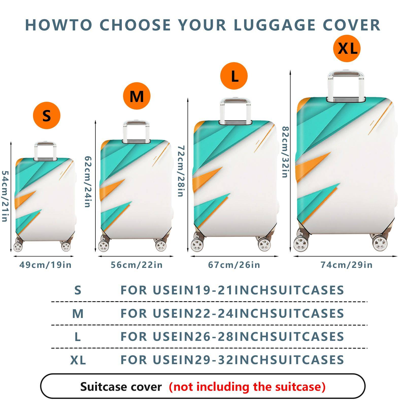 1-Piece Abstract Geometric Modern Colorful Artistic Stylish  Suitcase Luggage Cover, Stretch Protective Sleeve