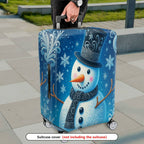 1-Piece Snowman Christmas Holiday Winter Snowflake  Suitcase Luggage Cover, Stretch Protective Sleeve