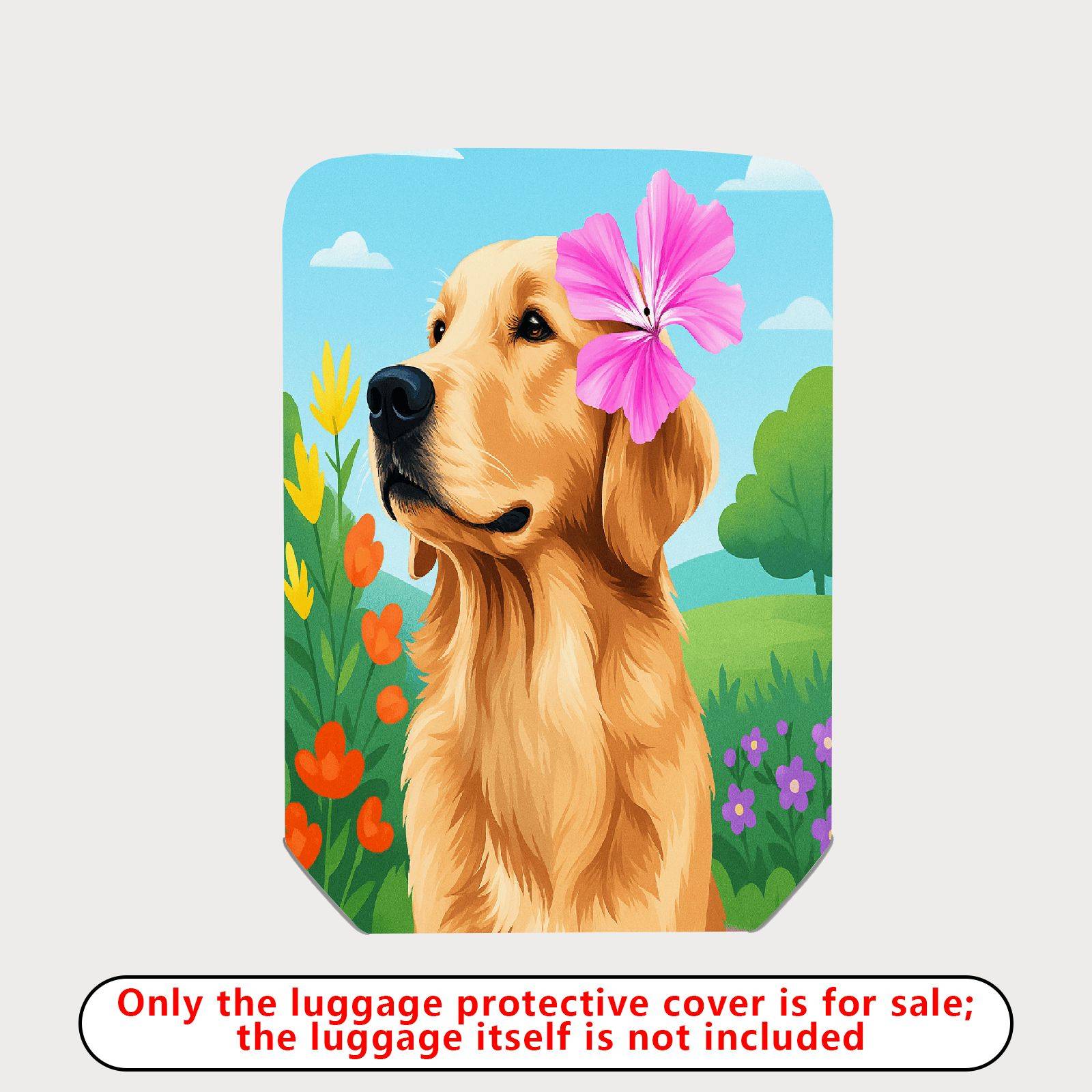 1-Piece Dog Flower Garden Nature Cute Artistic  Suitcase Luggage Cover, Stretch Protective Sleeve