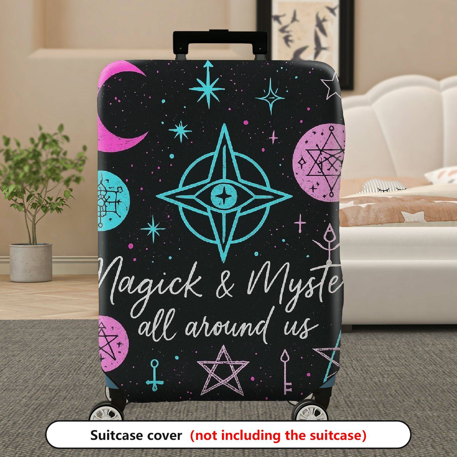 1-Piece Magick Mystery Stars Moon Geometric Symbols  Suitcase Luggage Cover, Stretch Protective Sleeve