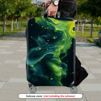 1-Piece Abstract Swirl Splash Green Black Artistic  Suitcase Luggage Cover, Stretch Protective Sleeve