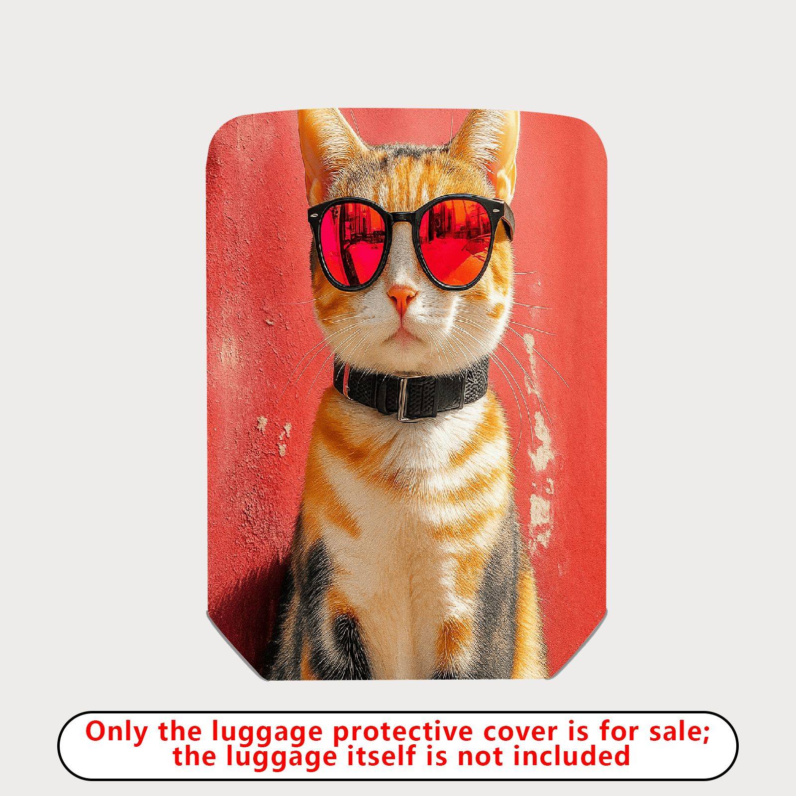 1-Piece Animal Art Red Texture Vintage Creative Fun  Suitcase Luggage Cover, Stretch Protective Sleeve