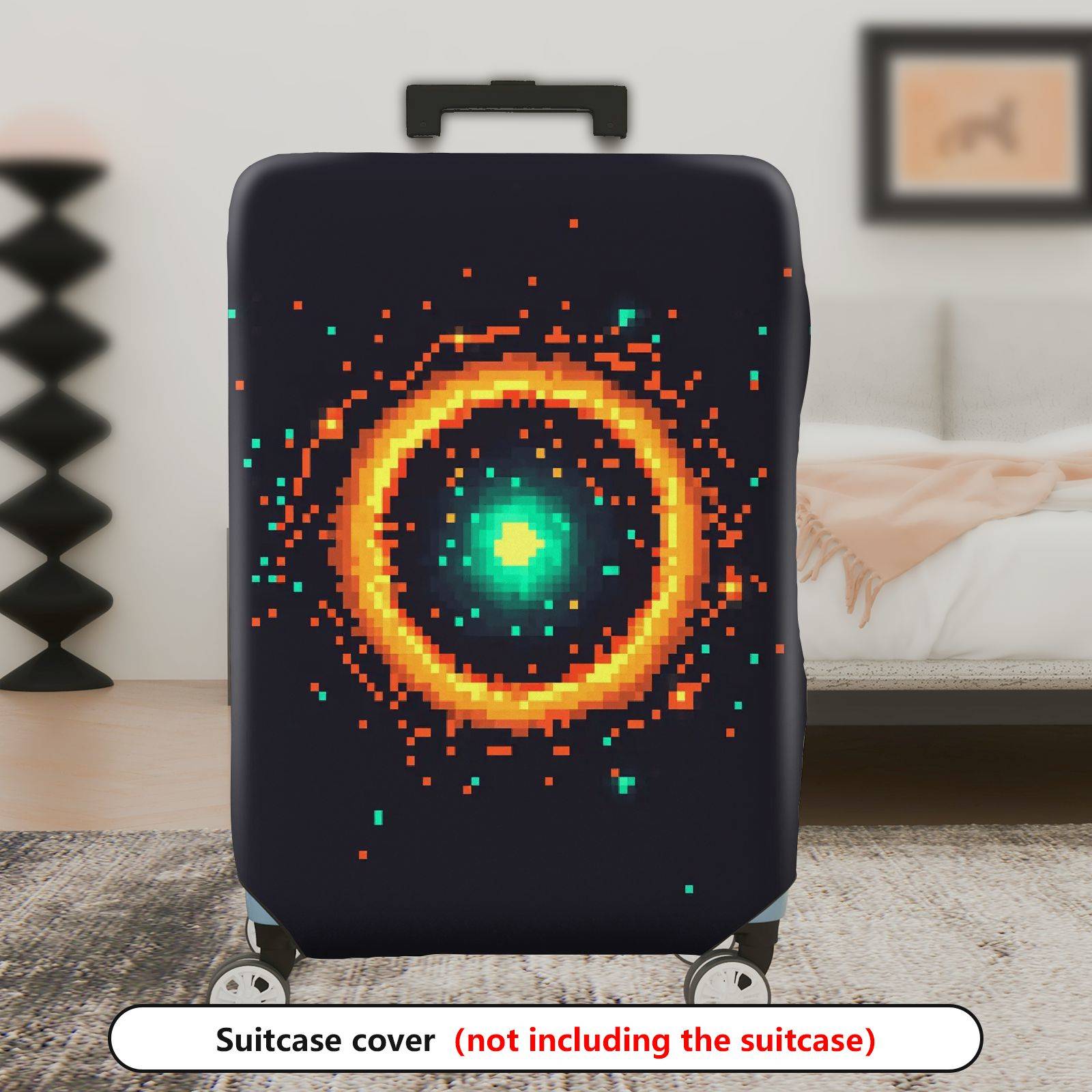 1-Piece Digital Pixel Cosmic Space Galaxy Sci-Fi Astronomy  Suitcase Luggage Cover, Stretch Protective Sleeve