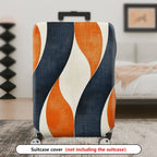 1-Piece Abstract Orange Blue Wave Pattern Stripes Artistic Modern  Suitcase Luggage Cover, Stretch Protective Sleeve