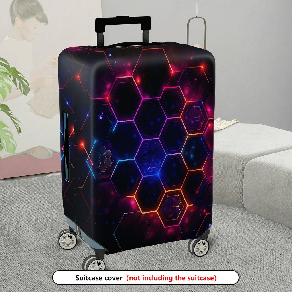 1-Piece Hexagon Pattern Luminous Galaxy Abstract Cosmic  Suitcase Luggage Cover, Stretch Protective Sleeve