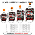 1-Piece Ambulance Saving Lives Heart EKG Emergency Red  Suitcase Luggage Cover, Stretch Protective Sleeve