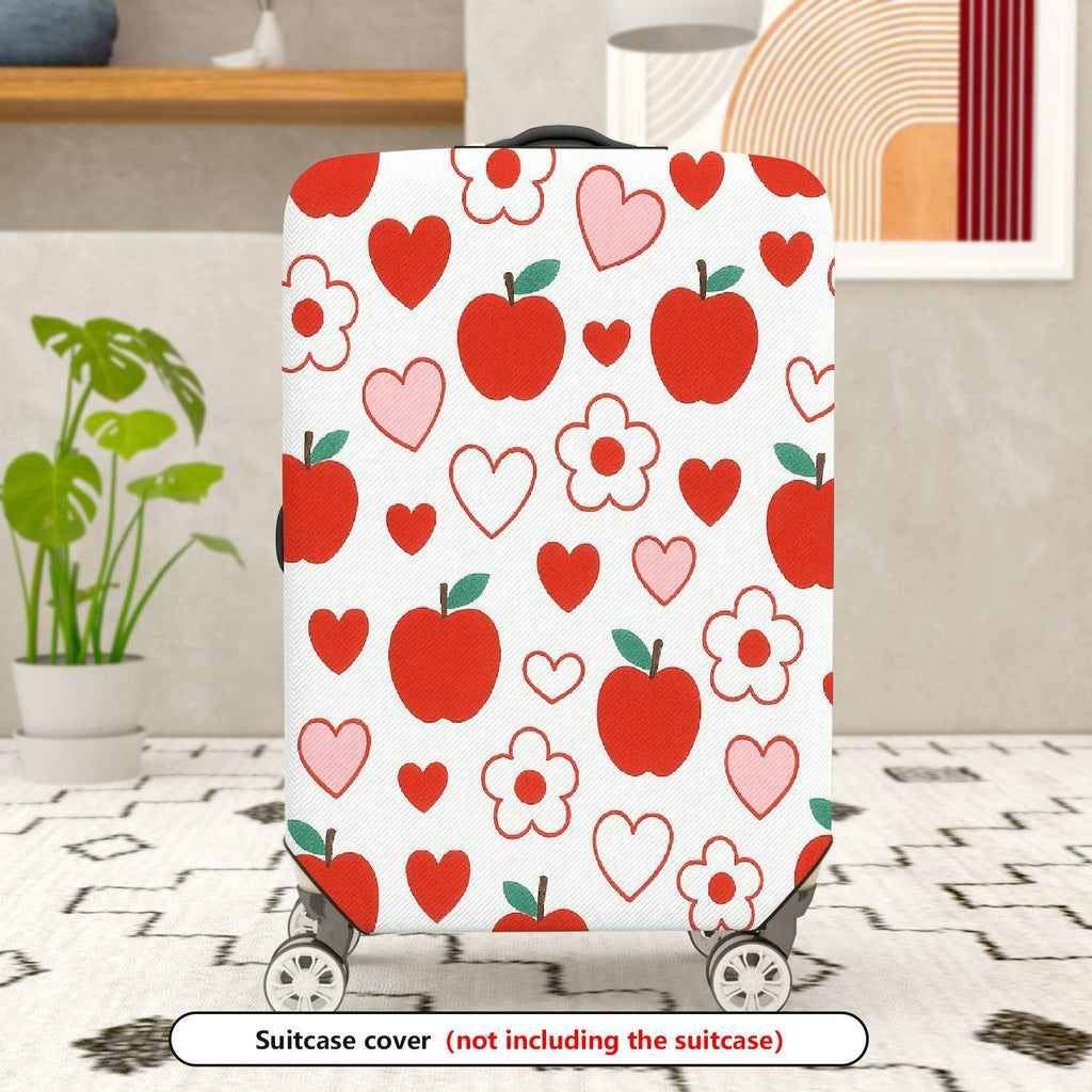1-Piece Apple Heart Flower Love Red White  Suitcase Luggage Cover, Stretch Protective Sleeve