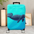 1-Piece Aqua Manatee Underwater Ocean Blue Sea  Suitcase Luggage Cover, Stretch Protective Sleeve