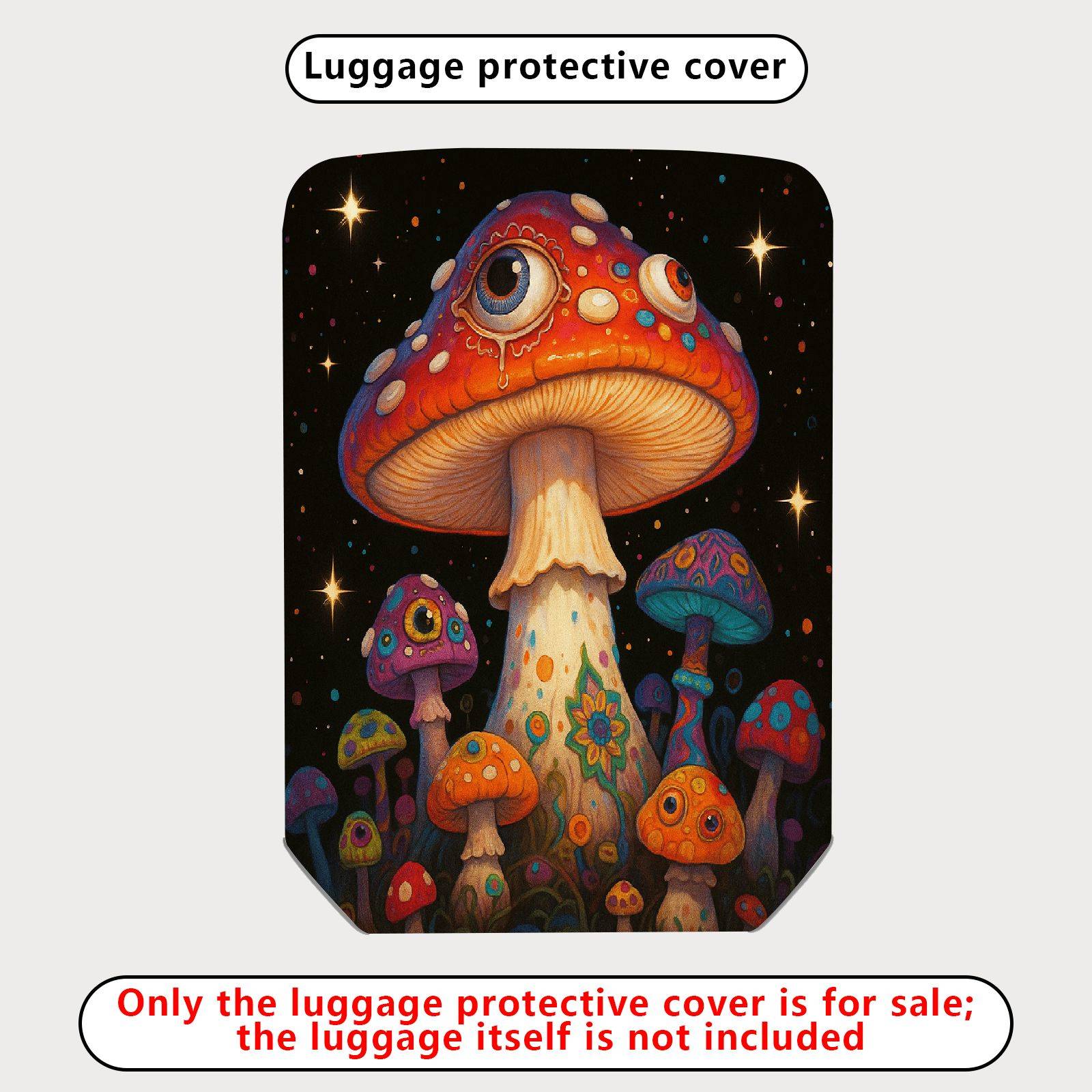 1-Piece Colorful Cosmic Psychedelic Fantasy Mushroom Eye  Suitcase Luggage Cover, Stretch Protective Sleeve