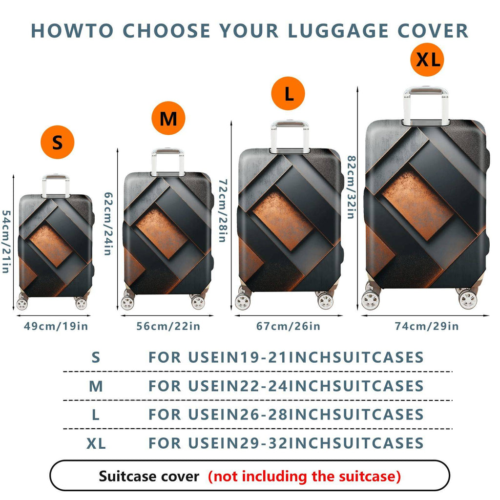 1-Piece Geometric Modern Industrial Abstract Metallic Neutral  Suitcase Luggage Cover, Stretch Protective Sleeve