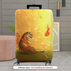 1-Piece Golden Tiger  Birds Mandala Artistic  Suitcase Luggage Cover, Stretch Protective Sleeve