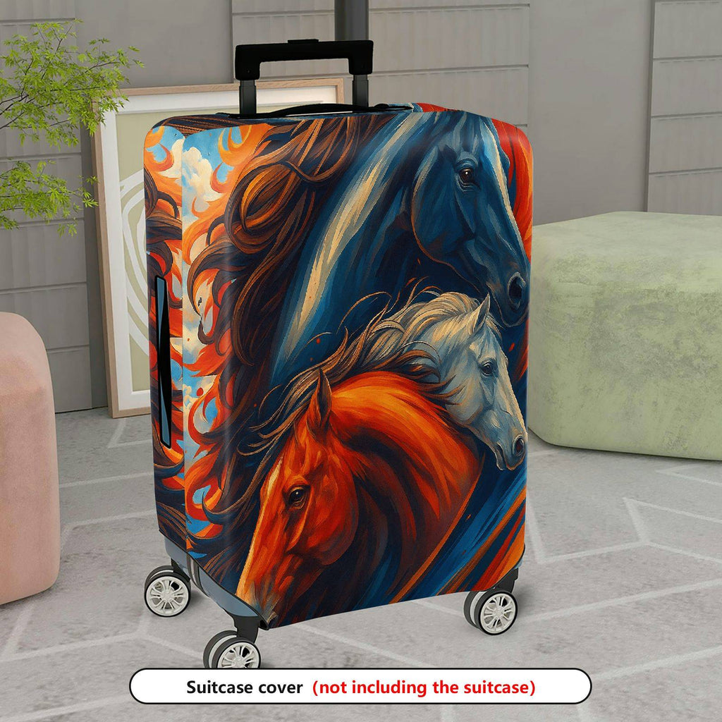 1-Piece Colorful Elegant Horse Artistic Vibrant Dynamic  Suitcase Luggage Cover, Stretch Protective Sleeve