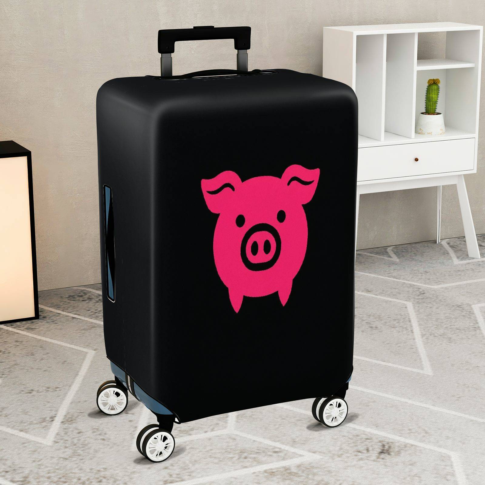 1-Piece Animal Pink Pig Decorative Travel  Suitcase Luggage Cover, Stretch Protective Sleeve