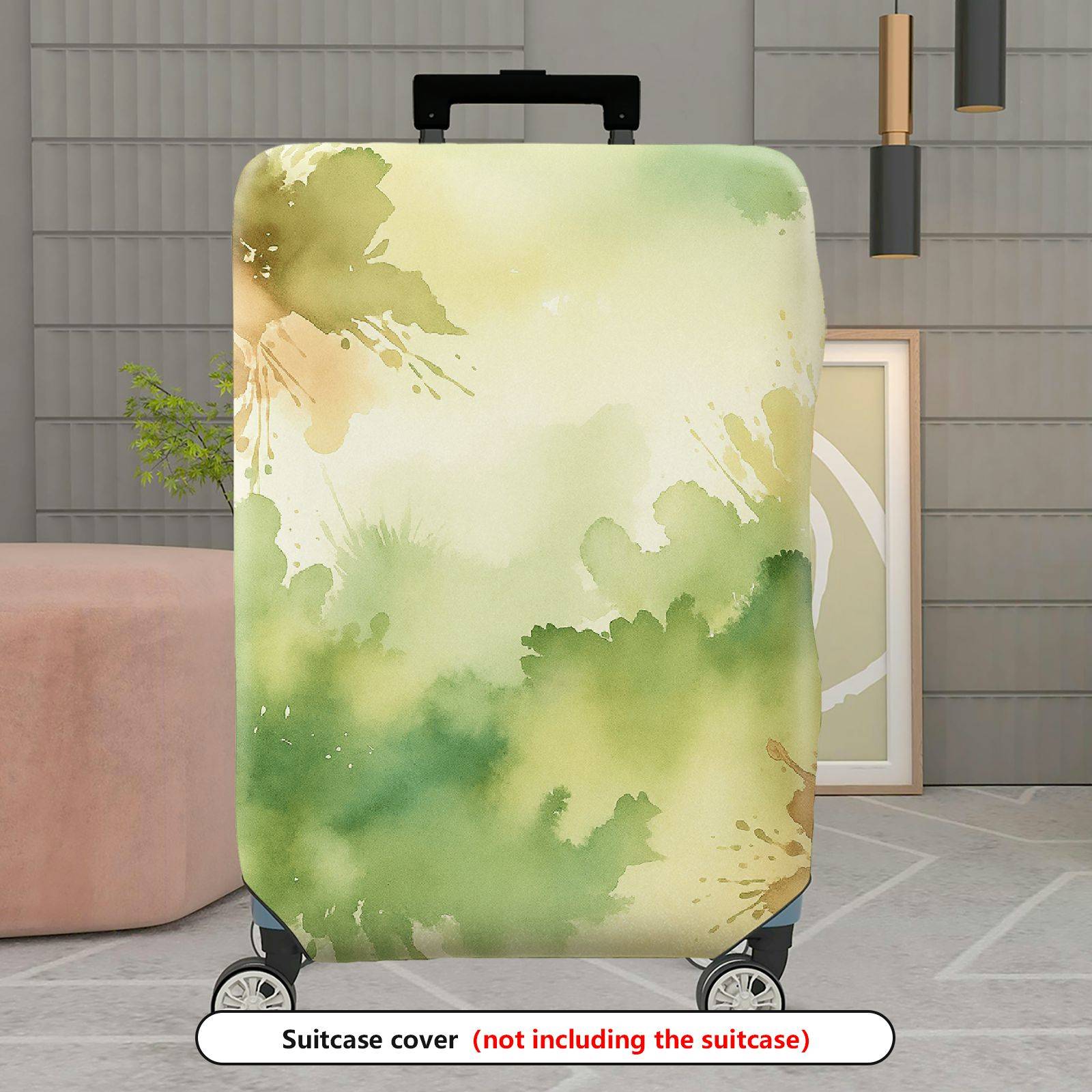 1-Piece Abstract Nature Green Watercolor Painting  Suitcase Luggage Cover, Stretch Protective Sleeve