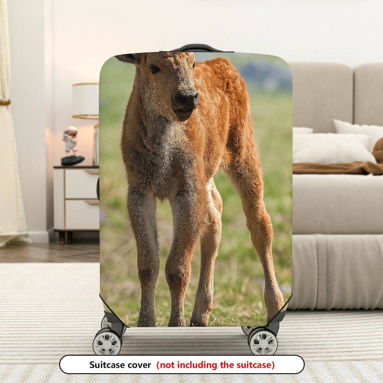 1-Piece Animal Nature Wildlife Calf Grassland Peaceful  Suitcase Luggage Cover, Stretch Protective Sleeve