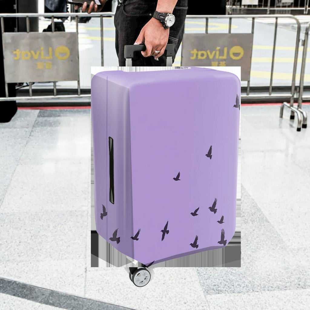 1-Piece Purple Bird Sky Travel Holiday Nature Leisure  Suitcase Luggage Cover, Stretch Protective Sleeve