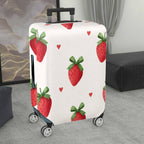 1-Piece Strawberry Heart Love White Red Green Pattern  Suitcase Luggage Cover, Stretch Protective Sleeve