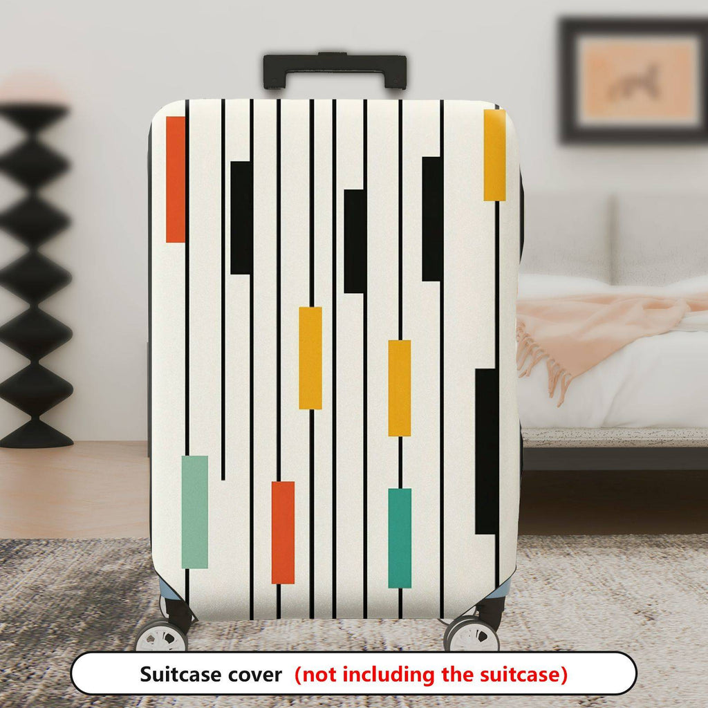 1-Piece Striped Colorful Geometric Abstract Modern Artistic  Suitcase Luggage Cover, Stretch Protective Sleeve