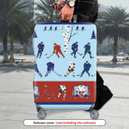 1-Piece Blue Hockey Player Forest Sports Winter  Suitcase Luggage Cover, Stretch Protective Sleeve