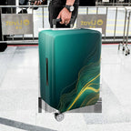 1-Piece Abstract Green Wave Flow Line Style Pattern  Suitcase Luggage Cover, Stretch Protective Sleeve
