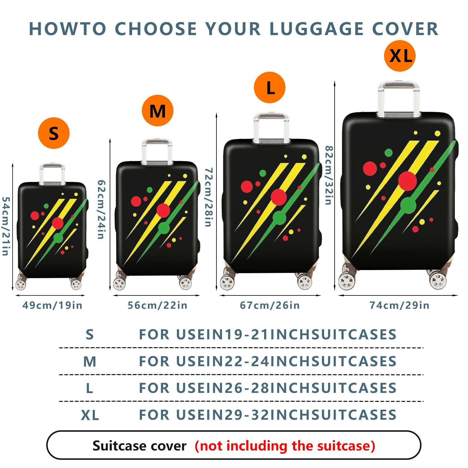 1-Piece Dots Stripes Abstract Colorful Geometric  Suitcase Luggage Cover, Stretch Protective Sleeve