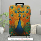 1-Piece Peacock Feather Pattern Vibrant Colorful Artistic Stylish  Suitcase Luggage Cover, Stretch Protective Sleeve