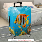 1-Piece Aquatic Fish Coral Ocean Scenic Vibrant  Suitcase Luggage Cover, Stretch Protective Sleeve