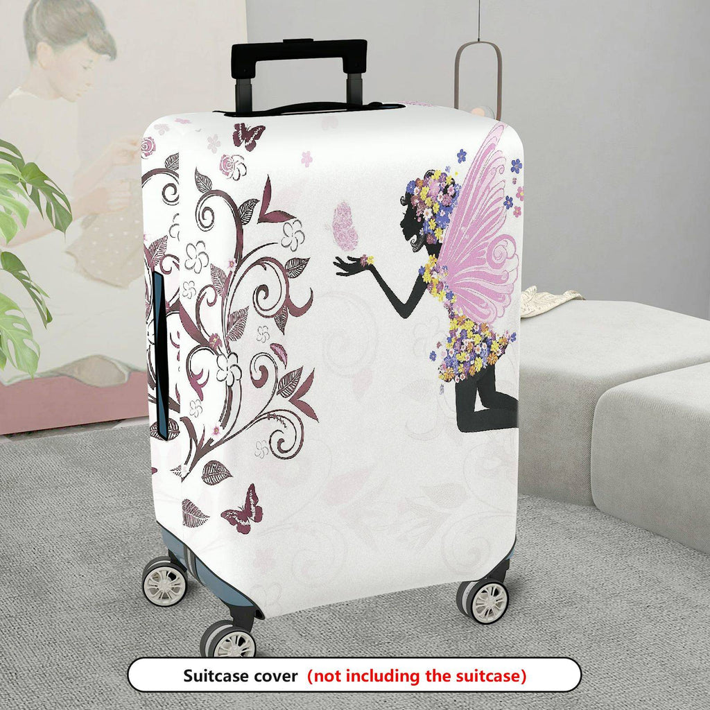 1-Piece Fairy Butterfly Floral Fantasy Elegant Artistic  Suitcase Luggage Cover, Stretch Protective Sleeve