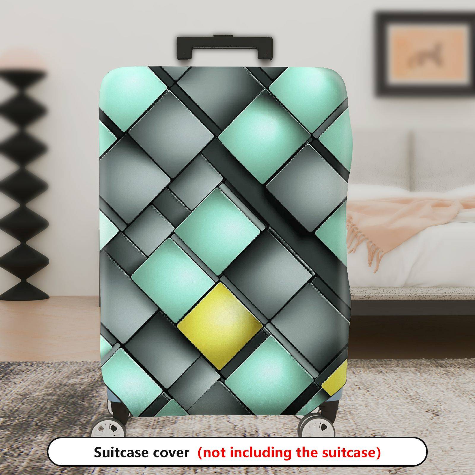 1-Piece Abstract Geometric Modern Artistic Colorful  Suitcase Luggage Cover, Stretch Protective Sleeve
