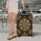 1-Piece Geometric Mandala Pattern Brown Gold Stylish Elegant Travel  Suitcase Luggage Cover, Stretch Protective Sleeve