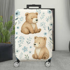 1-Piece Cute Bear Floral Nature Artistic Animal  Suitcase Luggage Cover, Stretch Protective Sleeve
