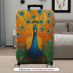 1-Piece Peacock Feather Pattern Vibrant Colorful Artistic Stylish  Suitcase Luggage Cover, Stretch Protective Sleeve