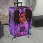 1-Piece Purple  Heart Teddy Bow Girl  Suitcase Luggage Cover, Stretch Protective Sleeve