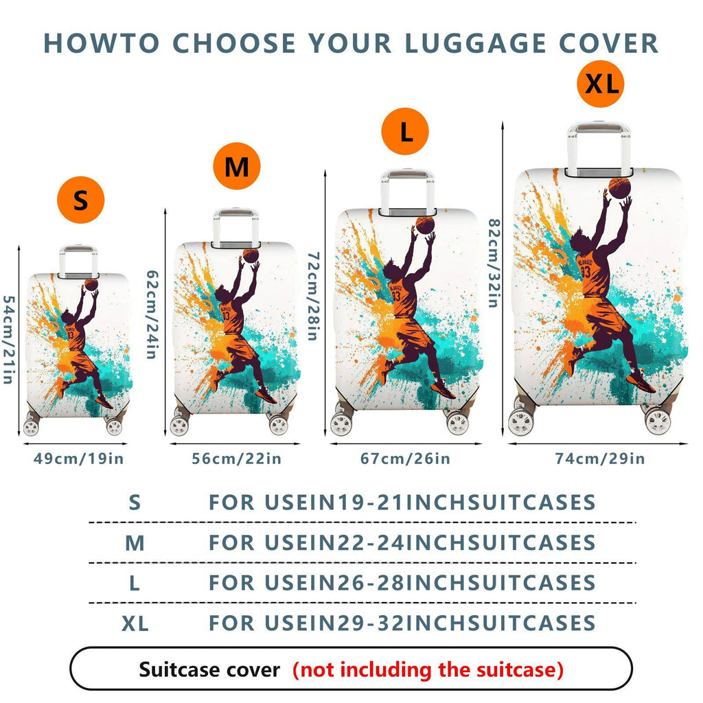 1-Piece Abstract Colorful Basketball Athlete Action Splash Artistic  Suitcase Luggage Cover, Stretch Protective Sleeve
