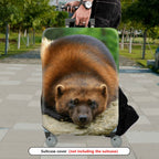 1-Piece Animal Nature Wildlife Forest Cute Wolverine  Suitcase Luggage Cover, Stretch Protective Sleeve